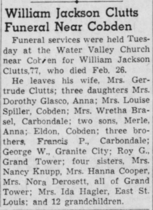 Obituary for William Jackson Clutts (Aged 77)